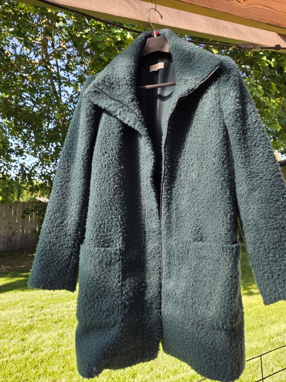 LOFT Dark Green Teddy Coat New